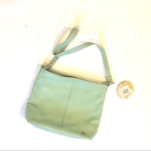 The Sak Classic leather purse sea foam zip top